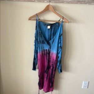 VENUS Long Sleeve Dress with Blue and Pink Tie-Dye